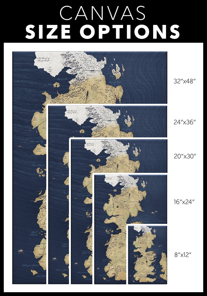 Game of Thrones Westeros Map - Television Fantasy Home Decor in Poster Print or Canvas Art