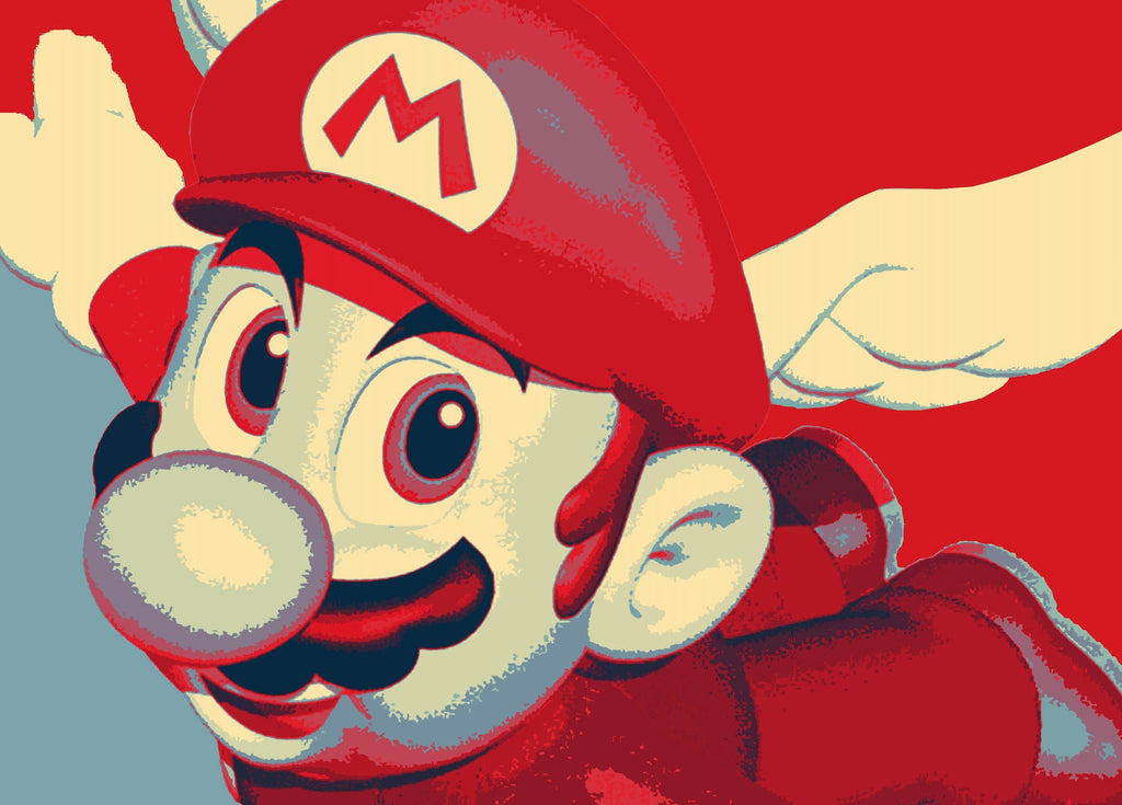 Mario Pop Art Illustration - Video Game Home Decor in Poster Print or Canvas Art