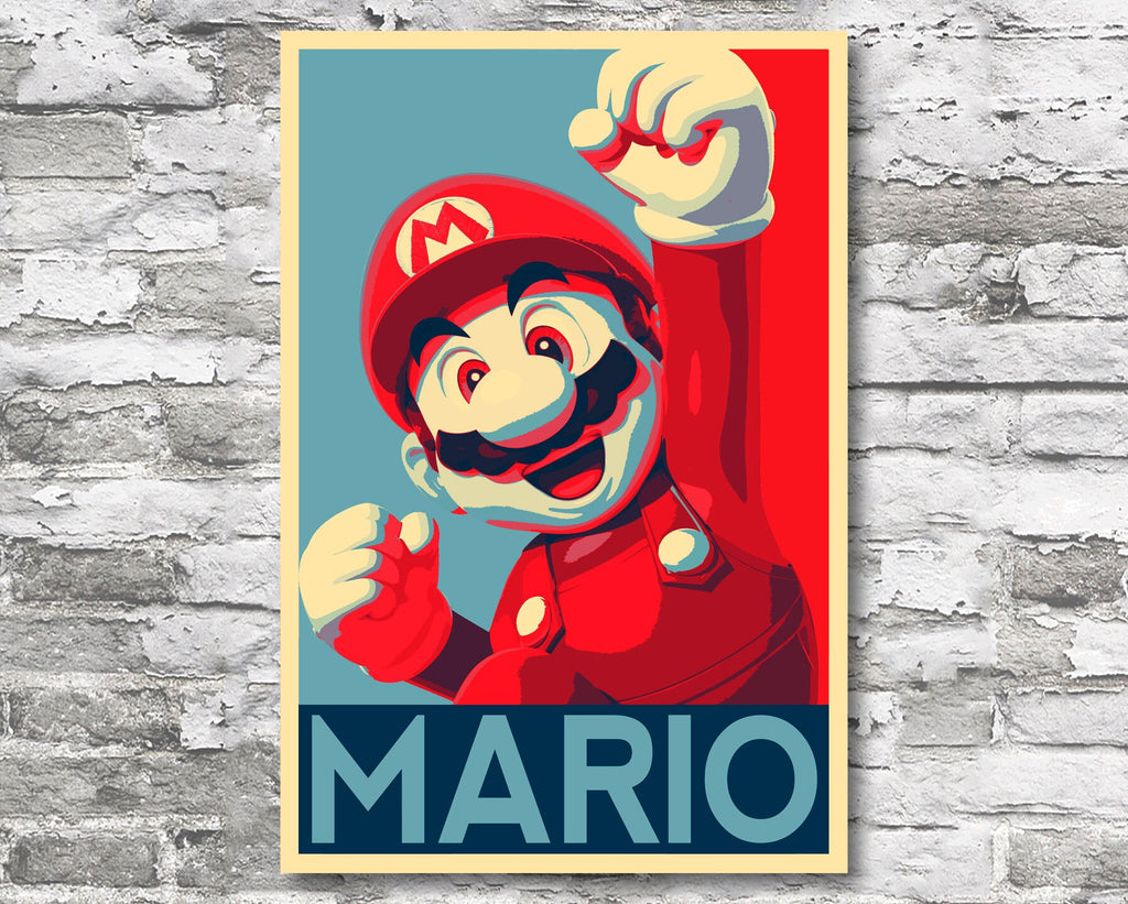 Mario Pop Art Illustration - Video Game Home Decor in Poster Print or Canvas Art