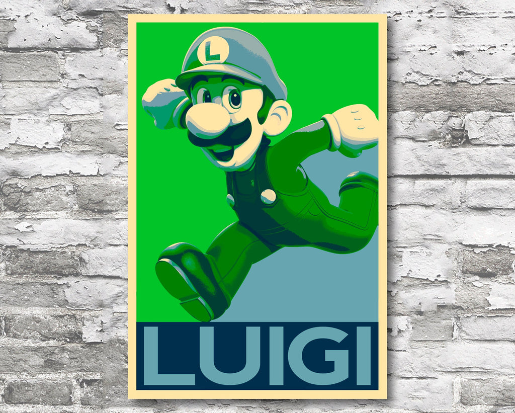 Luigi Pop Art Illustration - Video Game Home Decor in Poster Print or Canvas Art