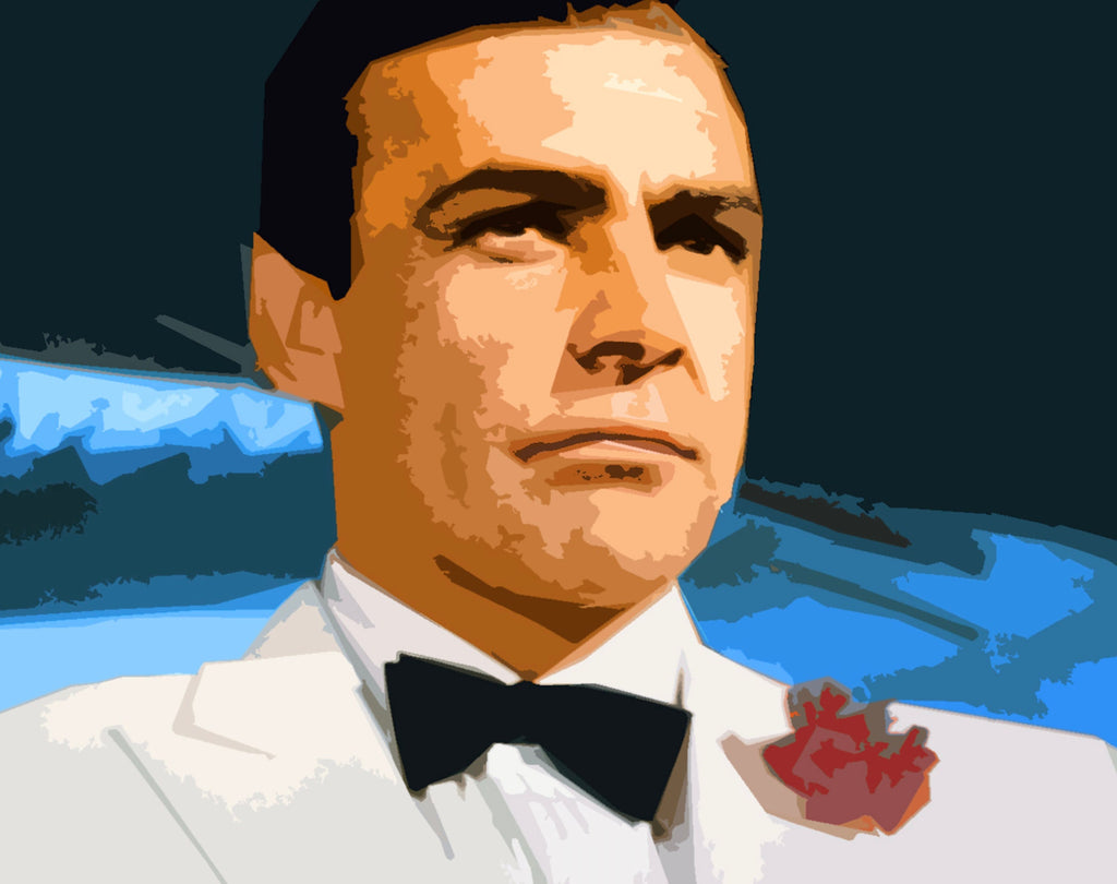 James Bond Sean Connery Pop Art Illustration - 007 Home Decor in Poster Print or Canvas Art