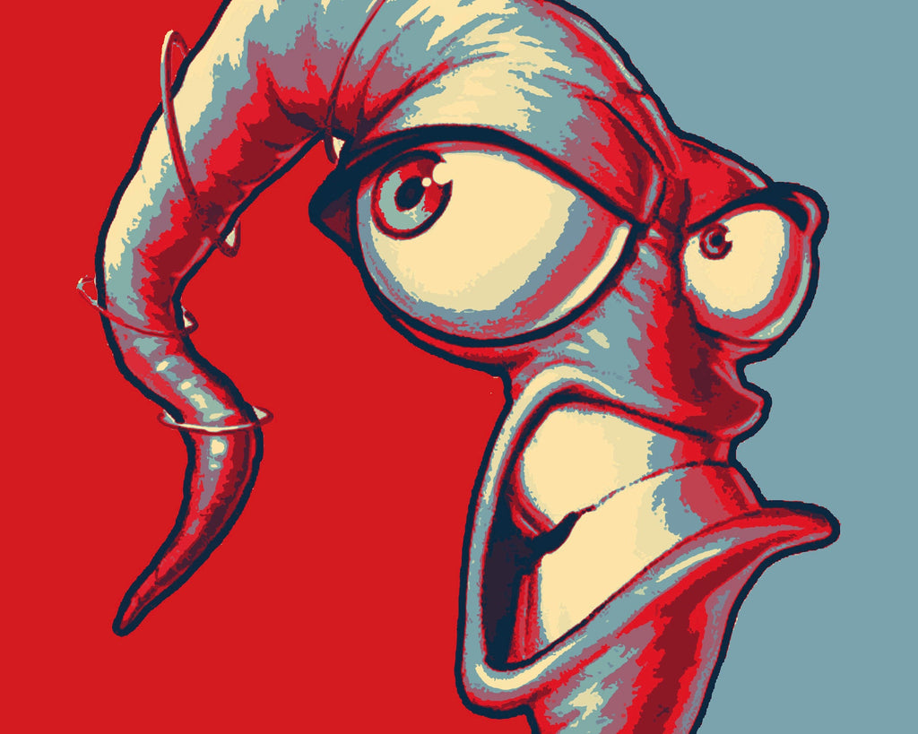 Earthworm Jim Pop Art Illustration - Video Game Home Decor in Poster Print or Canvas Art