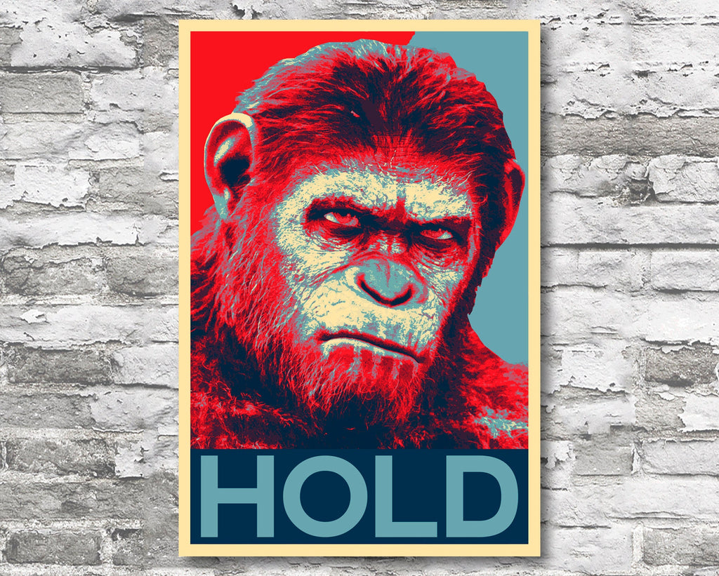 Apes HOLD Pop Art Illustration - AMC and GME Meme Stock Market Home Decor in Poster Print or Canvas Art