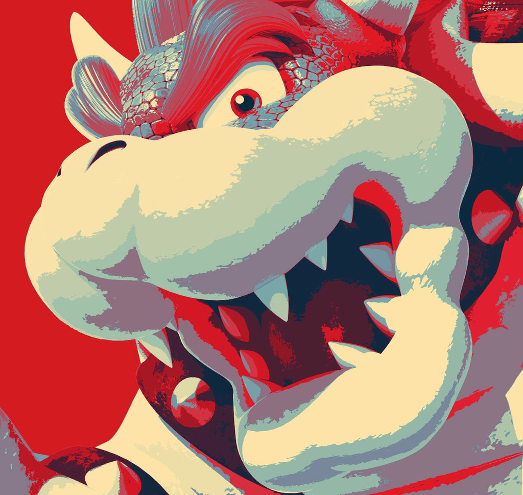 Bowser Pop Art Illustration - Video Game Home Decor in Poster Print or Canvas Art