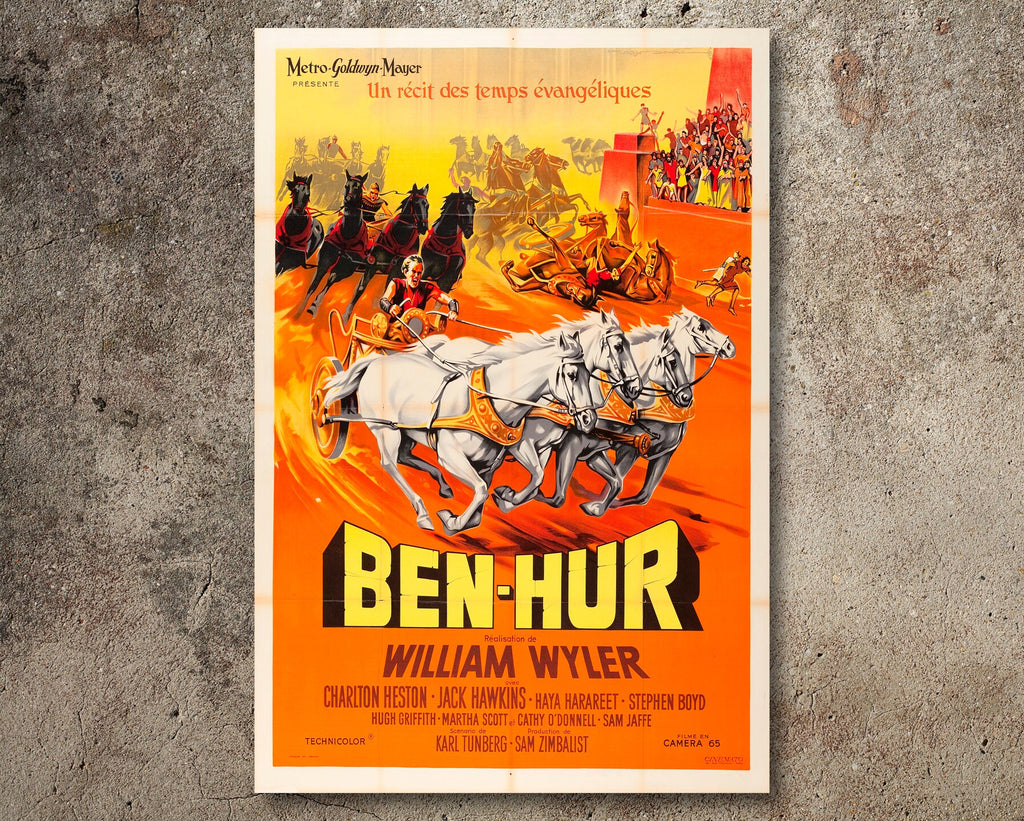 Ben-Hur 1959 Vintage French Poster Reprint - Classic Hollywood Home Decor in Poster Print or Canvas Art