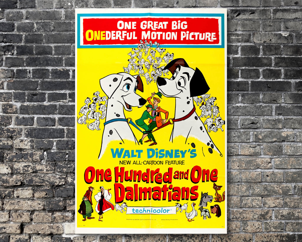 One Hundred and One Dalmatians 1961 Vintage Poster Reprint - Disney Cartoon Home Decor in Poster Print or Canvas Art