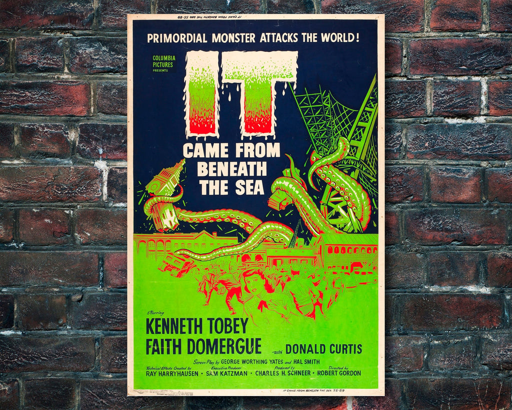 It Came From Beneath The Sea 1955 Vintage Poster Reprint - Retro Monster Science Fiction Home Decor in Poster Print or Canvas Art