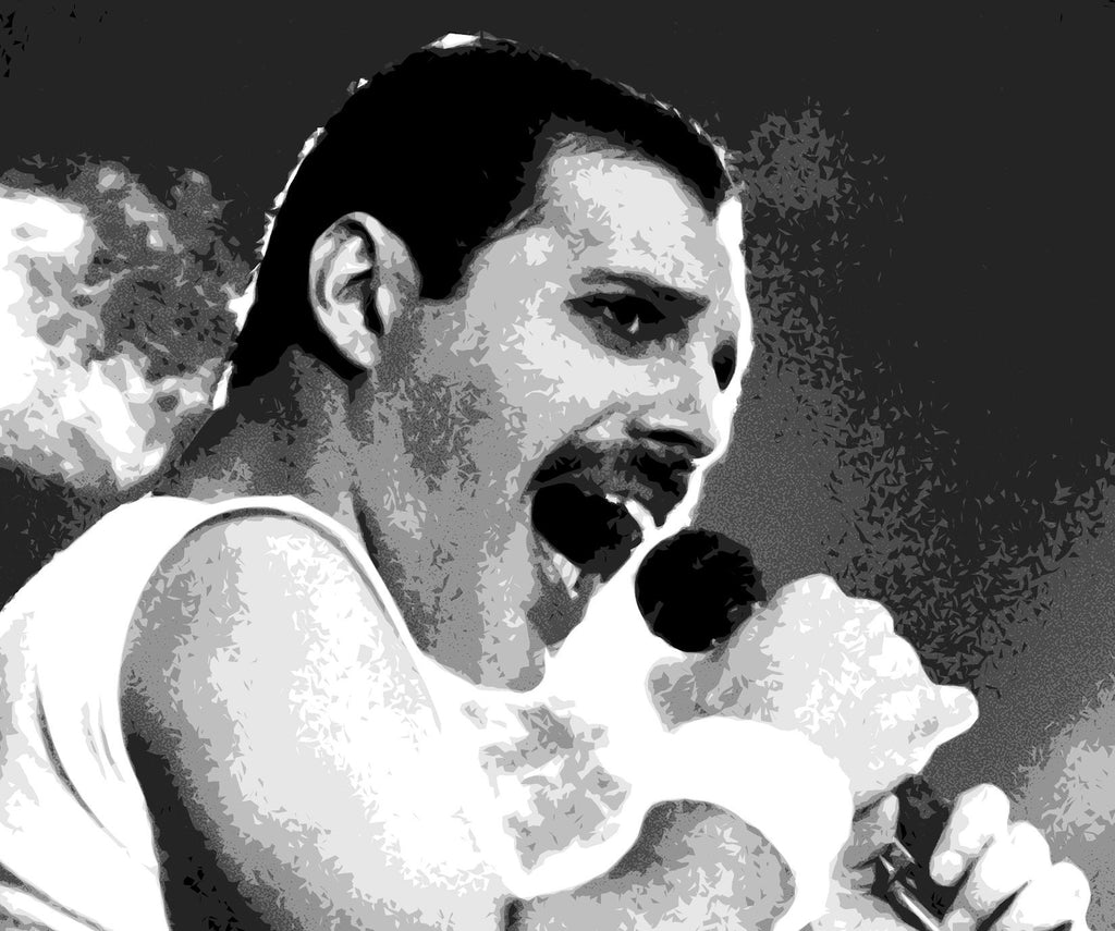 Freddie Mercury Queen Pop Art Illustration - Rock and Roll Music Home Decor in Poster Print or Canvas Art Active