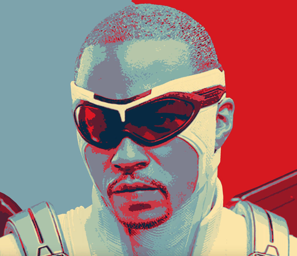 Sam Wilson Captain America Pop Art Illustration - Marvel Superhero Home Decor in Poster Print or Canvas Art