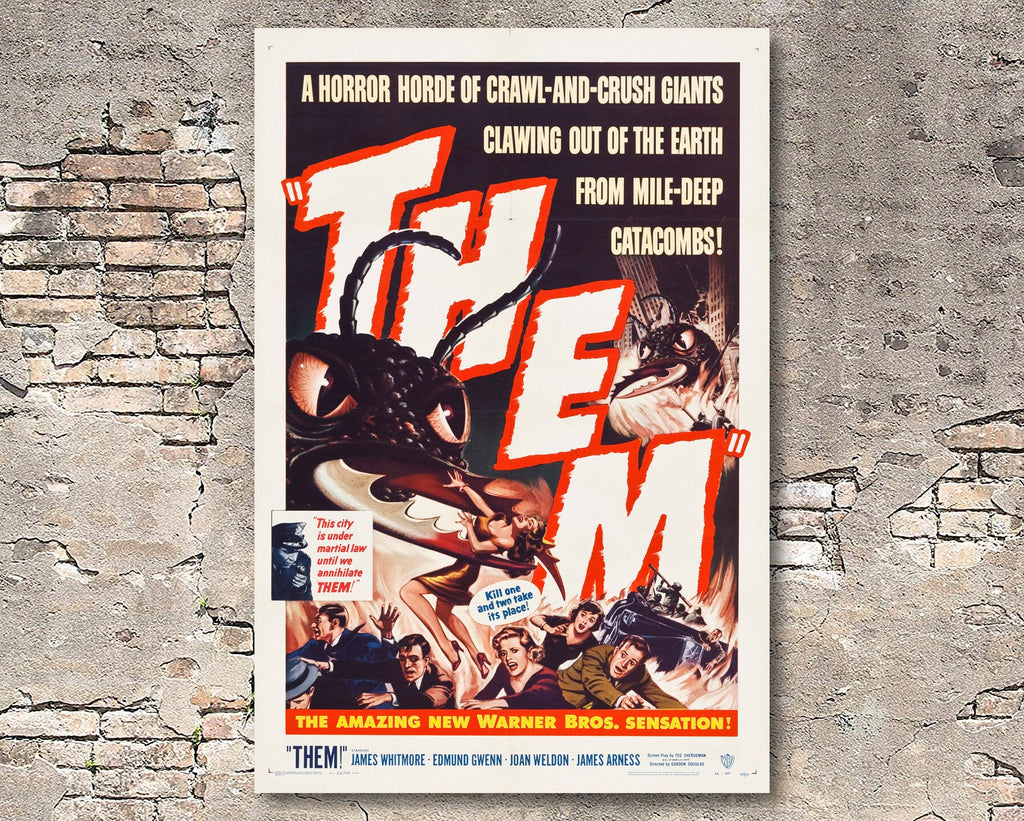 Them! 1954 Vintage Poster Reprint - Retro Monster Science Fiction Home Decor in Poster Print or Canvas Art