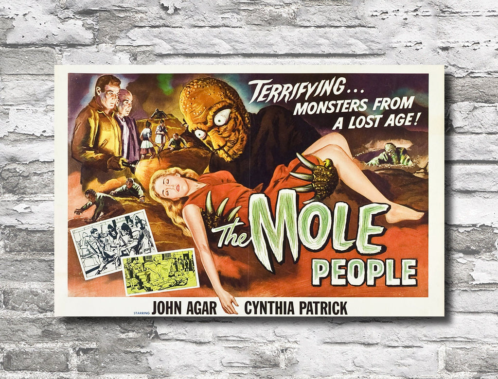 The Mole People 1956 Vintage Poster Reprint - Retro Monster Science Fiction Home Decor in Poster Print or Canvas Art