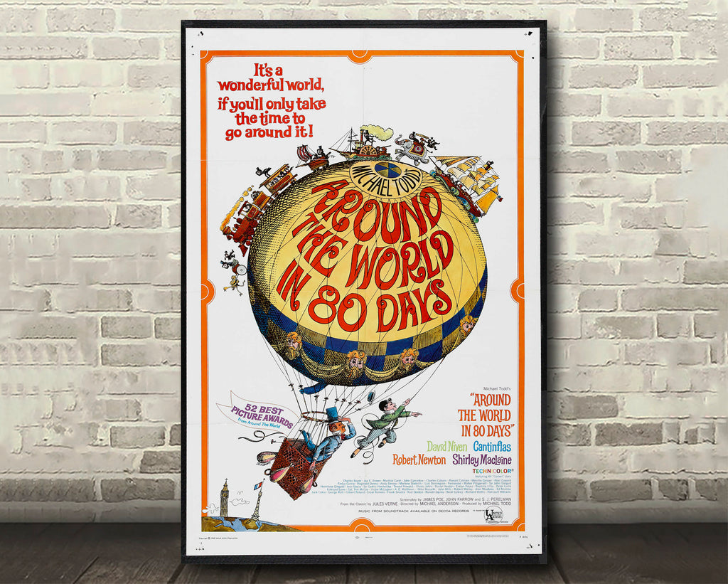 Around the World in 80 Days 1956 Vintage Poster Reprint - Classic Hollywood Home Decor in Poster Print or Canvas Art