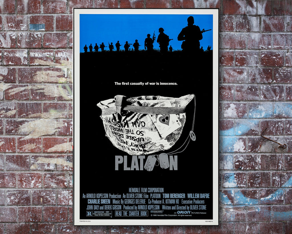 Platoon 1986 Vintage Poster Reprint - Classic Hollywood War Movie Home Decor in Poster Print or Canvas Art