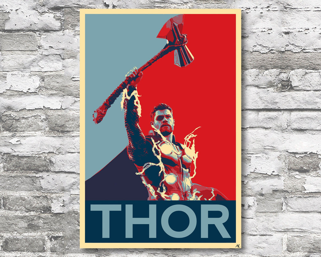 Thor Odinson Pop Art Illustration - Marvel Superhero Home Decor in Poster Print or Canvas Art