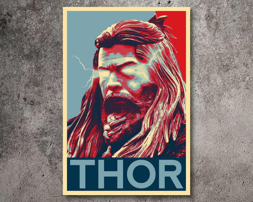 Thor Odinson Pop Art Illustration - Marvel Superhero Home Decor in Poster Print or Canvas Art