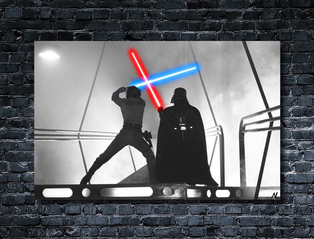 Luke Skywalker and Darth Vader Pop Art Illustration - Star Wars Home Decor in Poster Print or Canvas Art