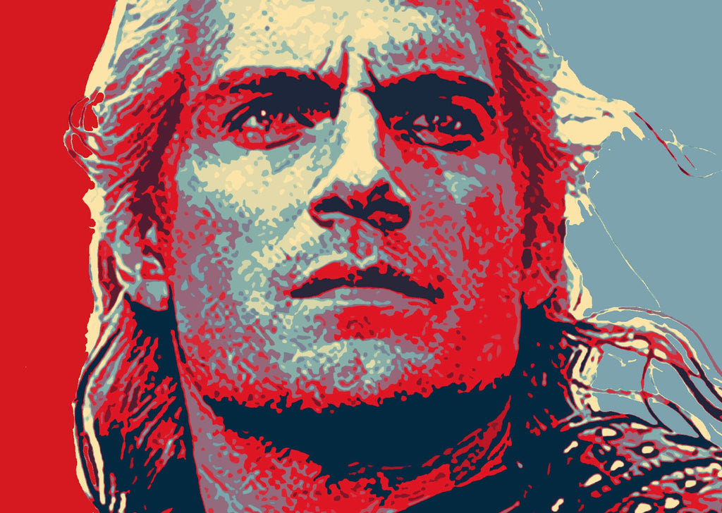 Geralt of Rivia from The Witcher Pop Art Illustration - Henry Cavill Fantasy Television Home Decor in Poster Print or Canvas Art