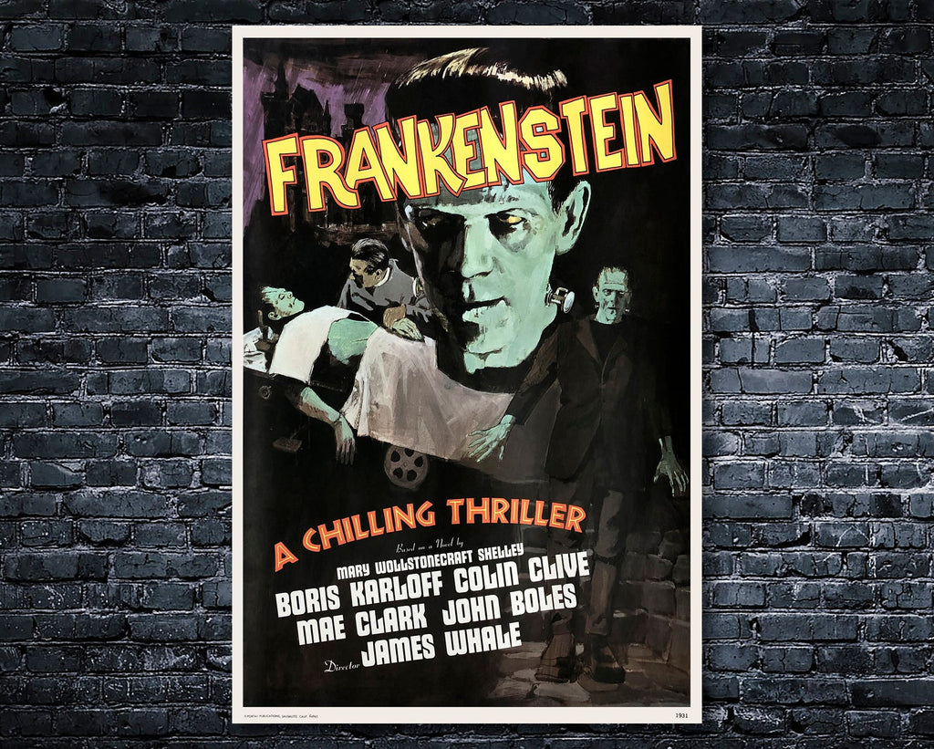 Frankenstein 1931 Vintage Poster Reprint - Boris Karloff Monster Home Decor in Poster Print or Canvas Art