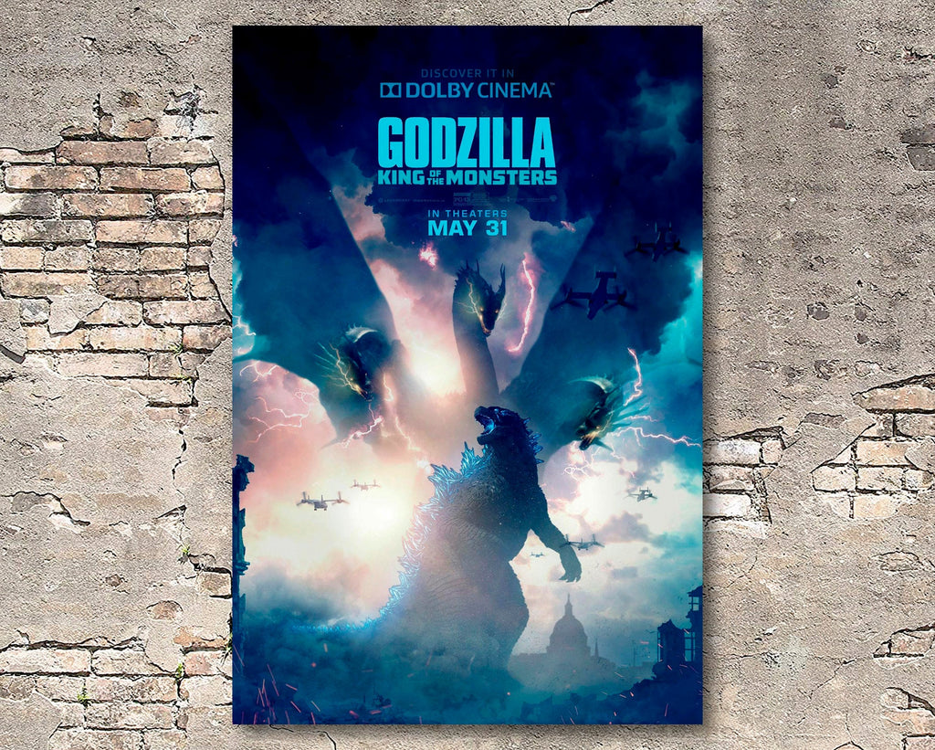 Godzilla King of the Monsters 2019 Poster Reprint - Monster Movie Home Decor in Poster Print or Canvas Art