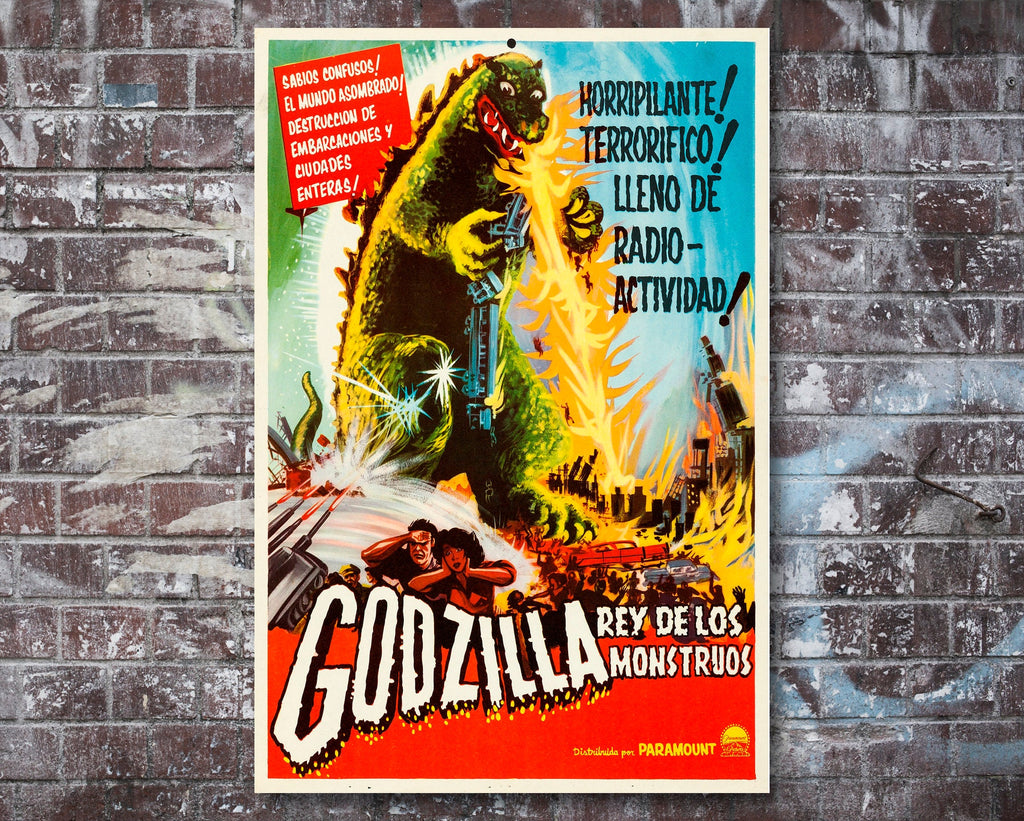 Godzilla King of the Monsters 1956 Vintage Cuban Poster Reprint - Monster Movie Home Decor in Poster Print or Canvas Art