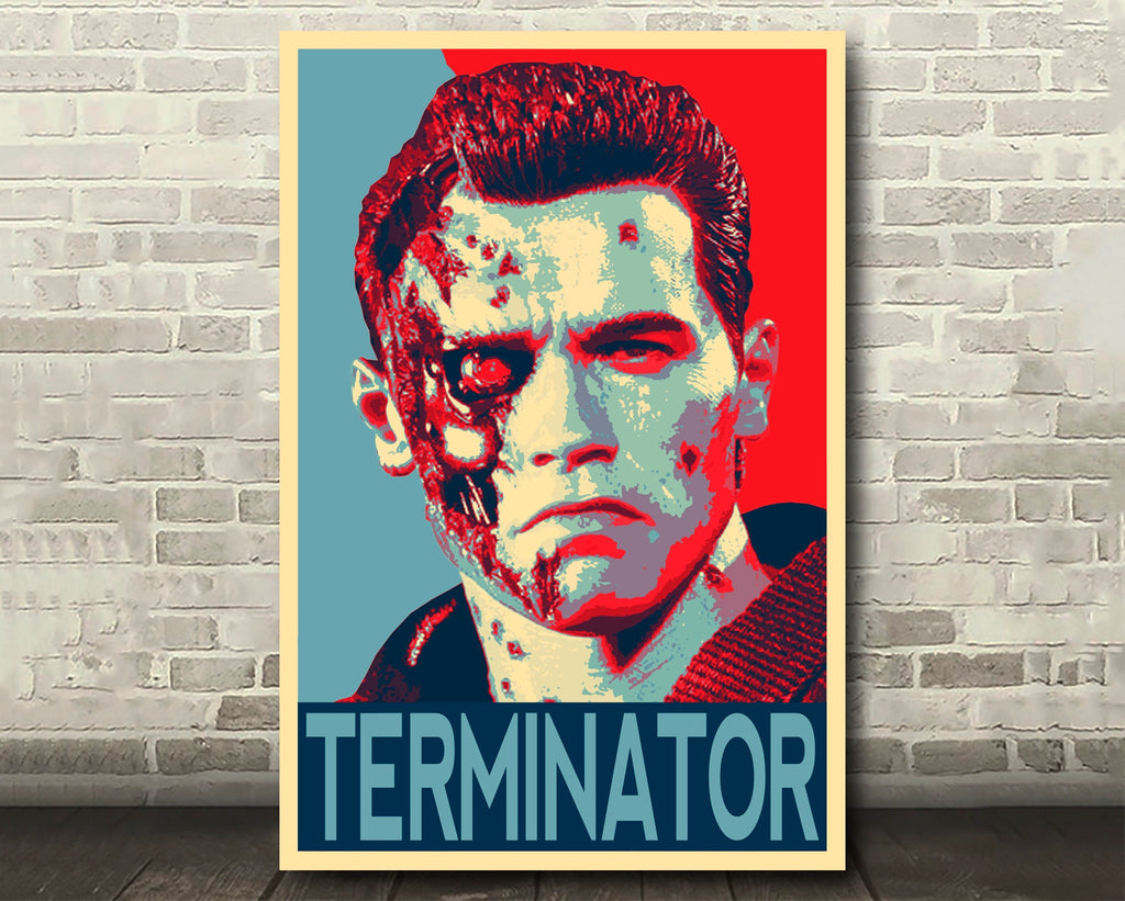 Terminator Robot Pop Art Illustration - Science Fiction Home Decor in Poster Print or Canvas Art