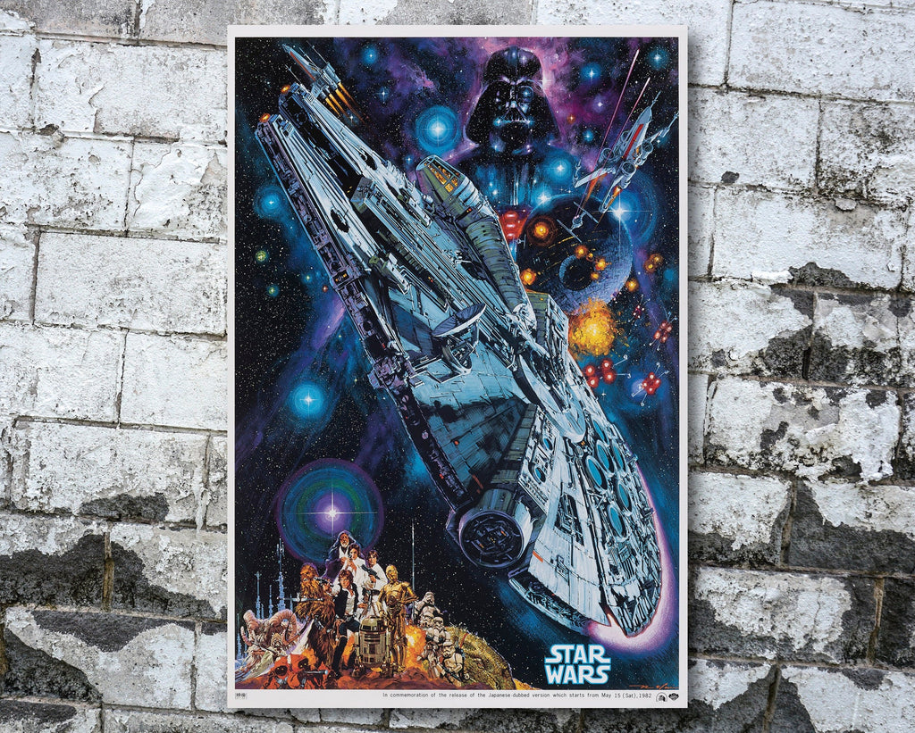 Star Wars Millennium Falcon Vintage Poster Reprint - Science Fiction Home Decor in Poster Print or Canvas Art