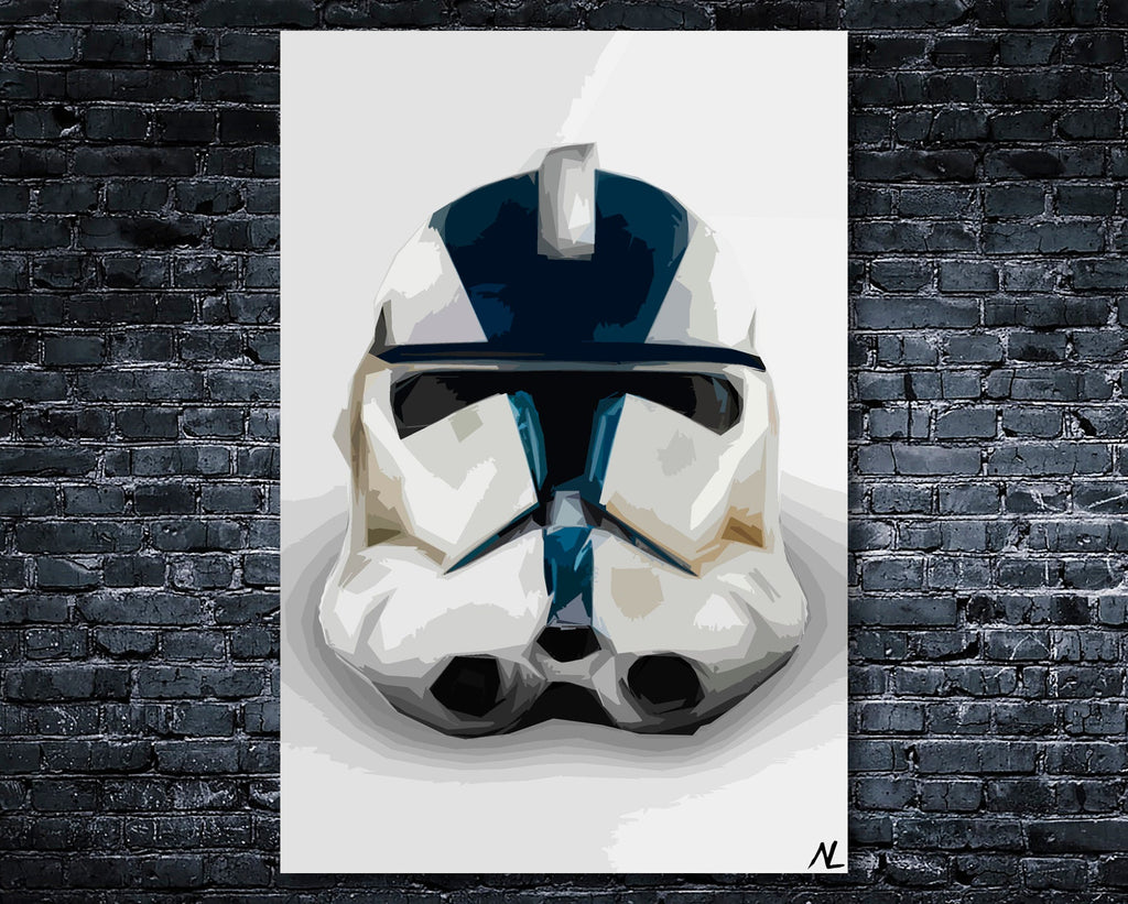 Clone Trooper Helmet Pop Art Illustration - Star Wars Home Decor in Poster Print or Canvas Art