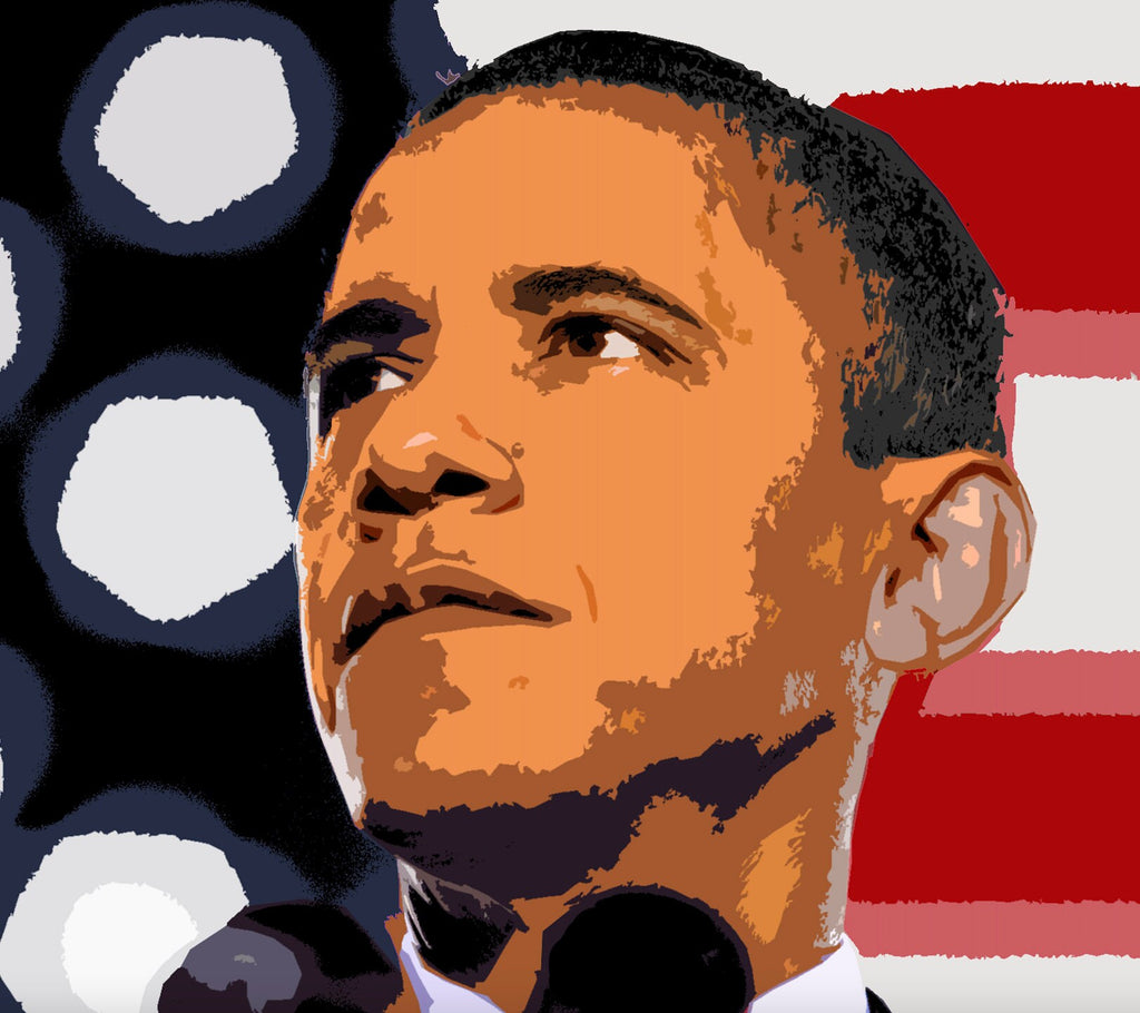 United States President Barack Obama Pop Art Illustration - American Political Home Decor in Poster Print or Canvas Art