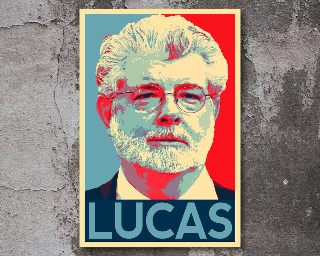 George Lucas Pop Art Illustration - Star Wars Writer Director Filmmaker Hollywood Icon Home Decor in Poster Print or Canvas Art