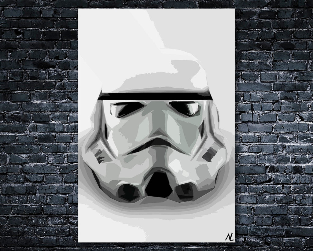 Stormtrooper Helmet Pop Art Illustration - Star Wars Home Decor in Poster Print or Canvas Art