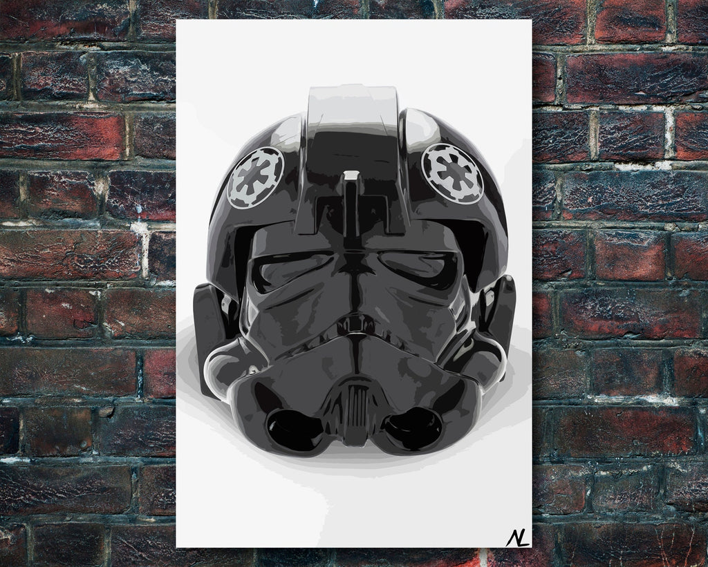 Empire Tie Pilot Helmet Pop Art Illustration - Star Wars Home Decor in Poster Print or Canvas Art