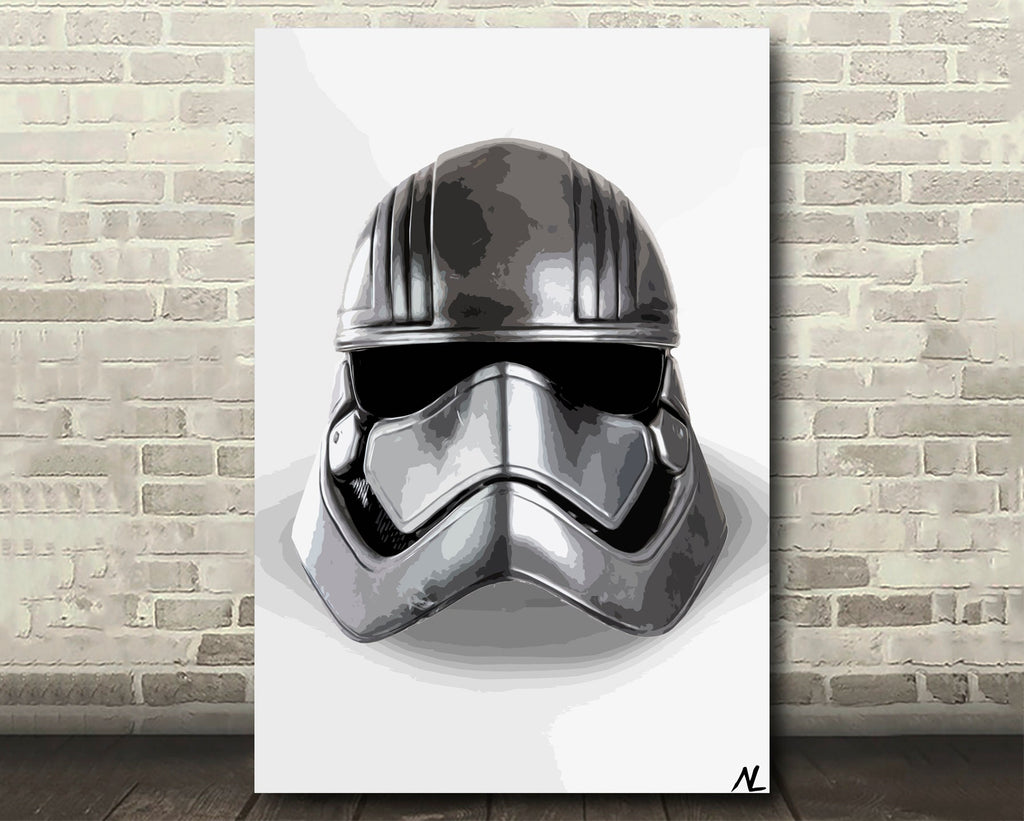 Captain Phasma Chrome Helmet Pop Art Illustration - Star Wars Home Decor in Poster Print or Canvas Art