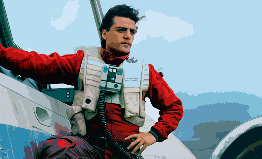 Poe Dameron and X-Wing Pop Art Illustration - Star Wars Home Decor in Poster Print or Canvas Art