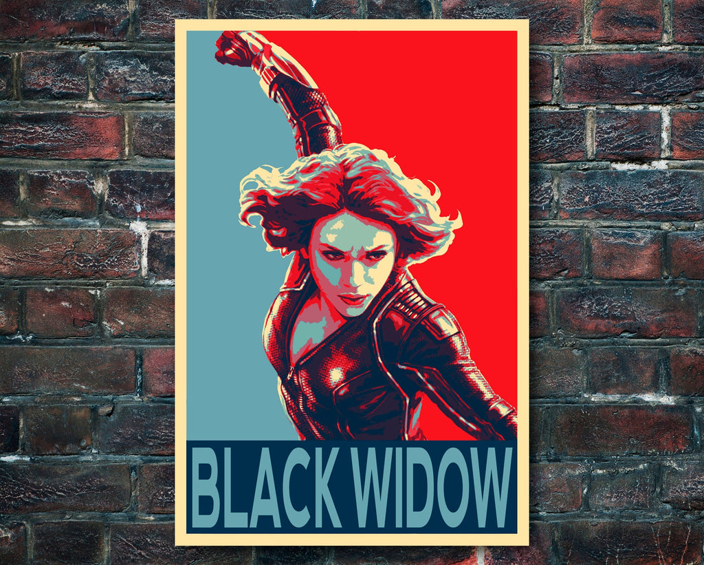 Black Widow Pop Art Illustration - Marvel Avengers Superhero Home Decor in Poster Print or Canvas Art