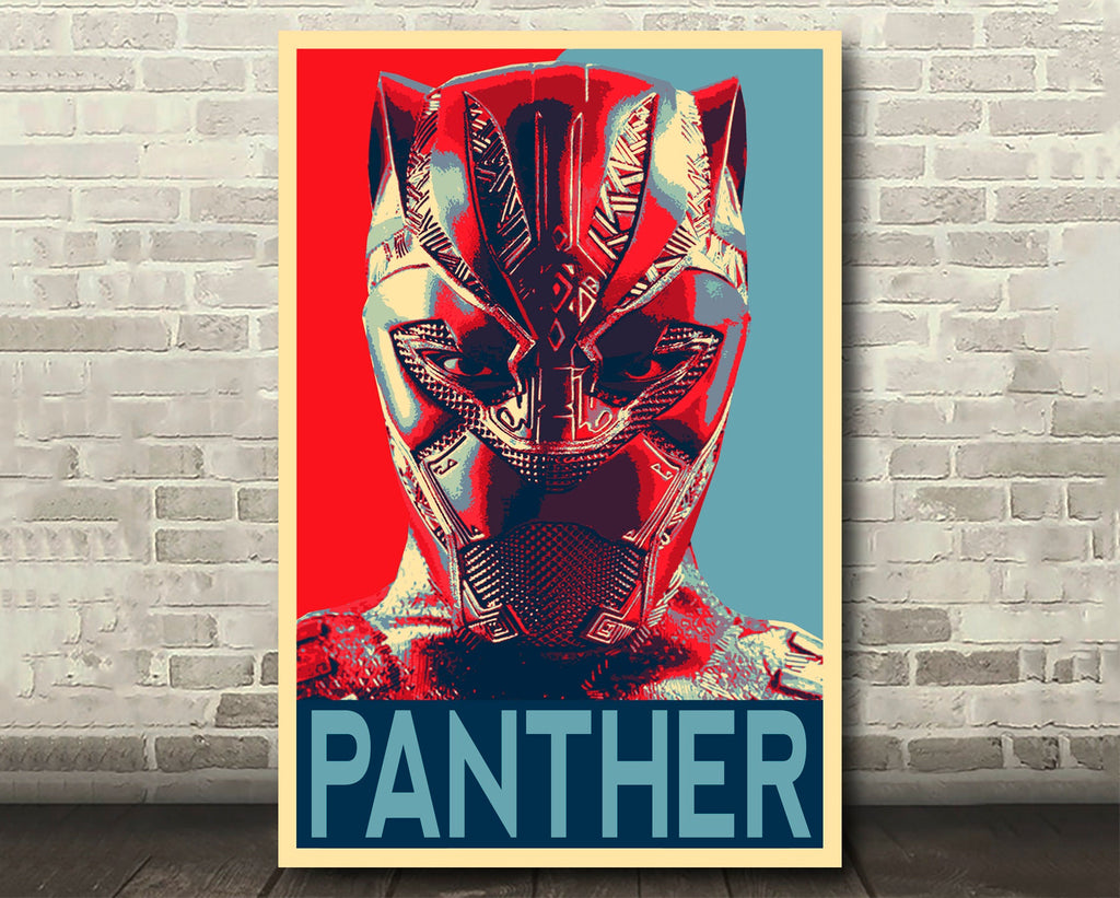 Black Panther Pop Art Illustration - Marvel Avengers Superhero Home Decor in Poster Print or Canvas Art