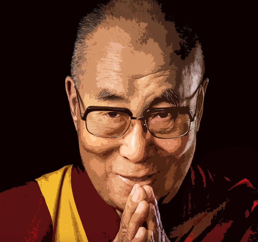 His Holiness the 14th Dalai Lama Pop Art Illustration - Tibetan Buddhism Home Decor in Poster Print or Canvas Art