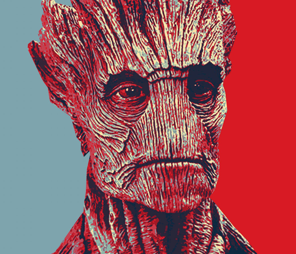 Groot Pop Art Illustration - Marvel Superhero Home Decor in Poster Print or Canvas Art