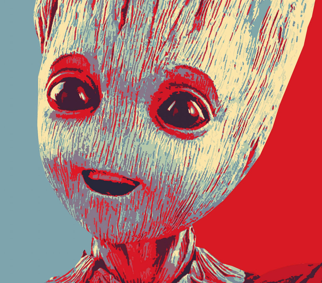 Baby Groot Pop Art Illustration - Marvel Superhero Home Decor in Poster Print or Canvas Art