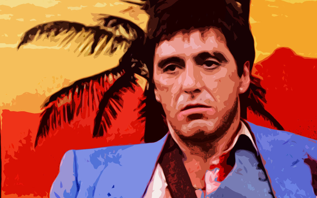 Scarface Tony Montana Pop Art Illustration - Gangster Movie Home Decor in Poster Print or Canvas Art