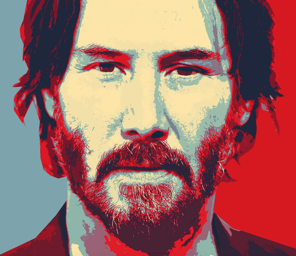 Keanu Reeves Pop Art Illustration - Celebrity Hollywood Home Decor in Poster Print or Canvas Art