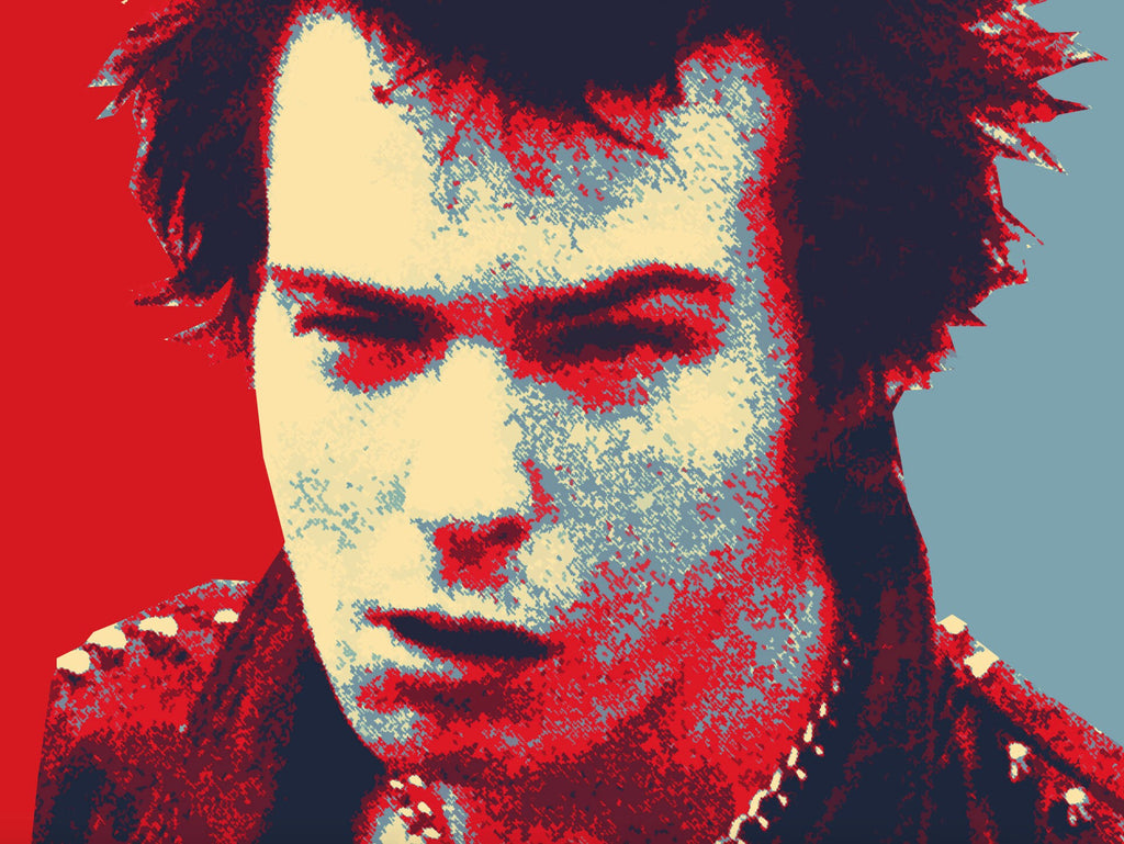 Sid Vicious Sex Pistols Pop Art Illustration - British Punk Rock and Roll Music Icon Home Decor in Poster Print or Canvas Art