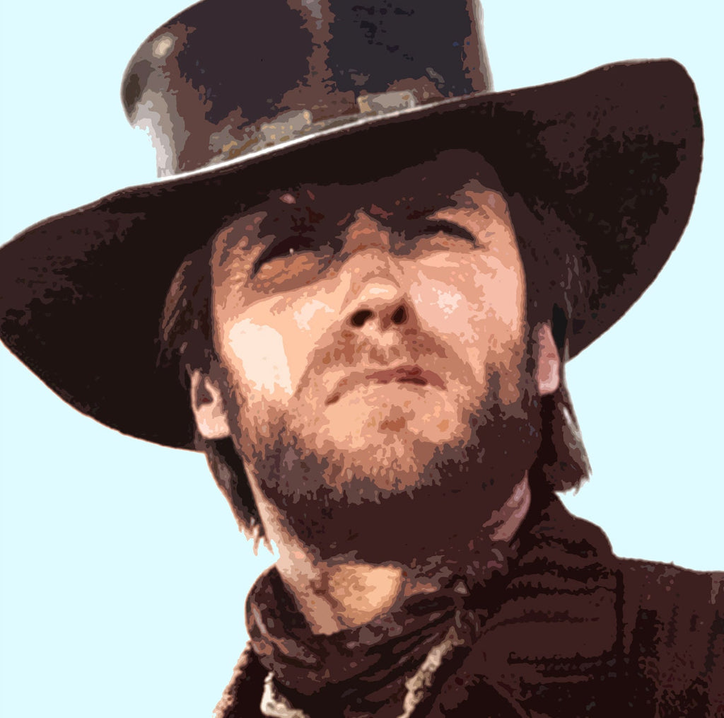 Clint Eastwood Pop Art Illustration - Cowboy Western Home Decor in Poster Print or Canvas Art