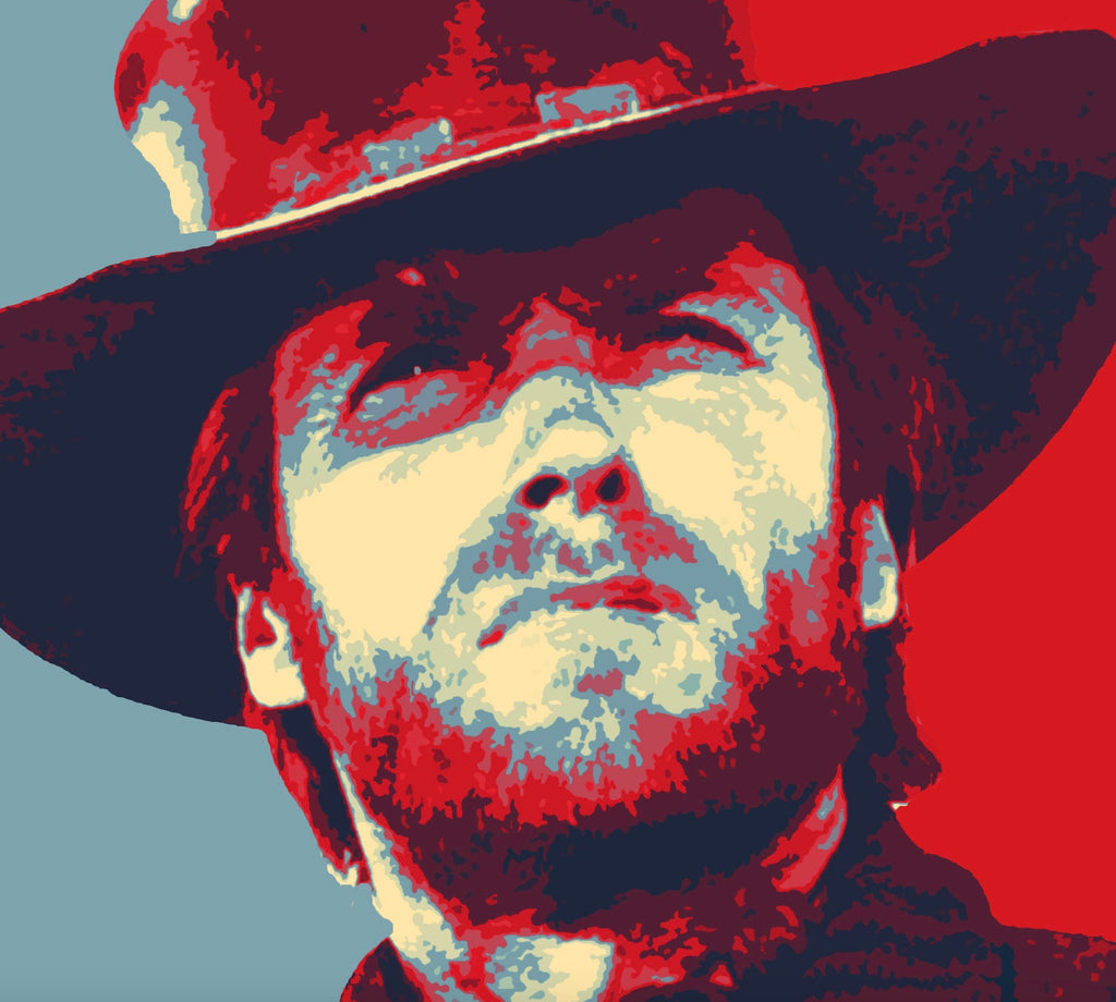 Clint Eastwood Pop Art Illustration - Cowboy Western Home Decor in Poster Print or Canvas Art