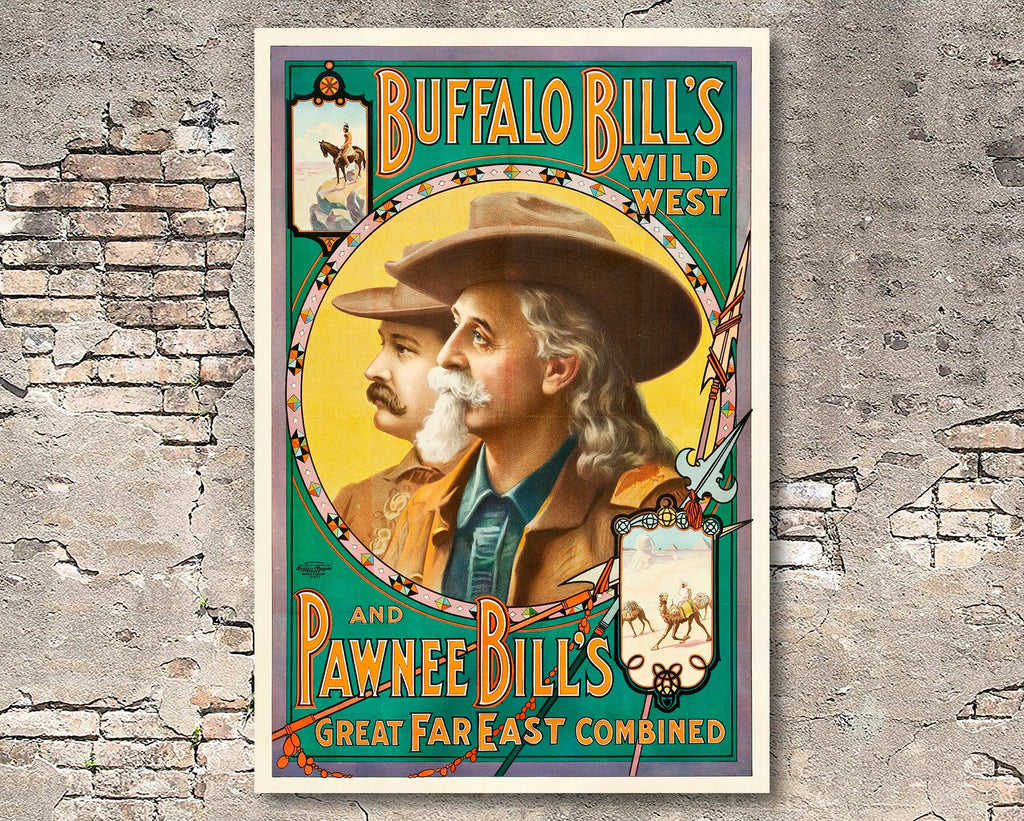 Buffalo Bill's Wild West Show Vintage Poster Reprint - Classic Cowboy Western Home Decor in Poster Print or Canvas Art