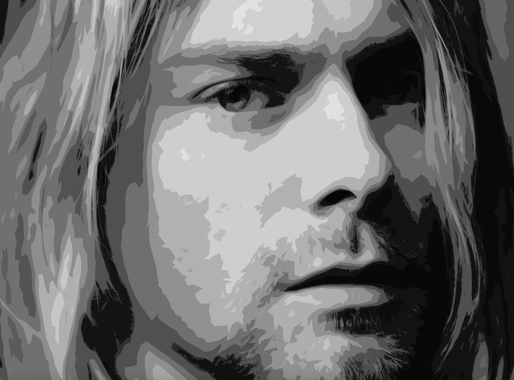 Kurt Cobain Nirvana Pop Art Illustration - Rock and Roll Music Icon Home Decor in Poster Print or Canvas Art