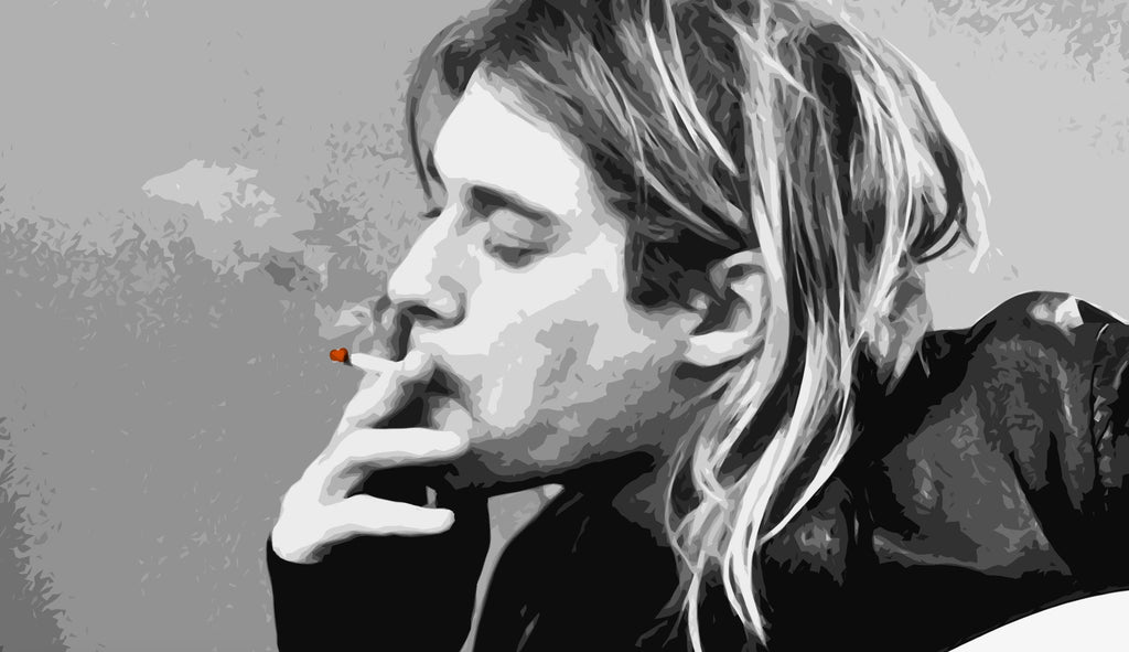 Kurt Cobain Nirvana Pop Art Illustration - Rock and Roll Music Icon Home Decor in Poster Print or Canvas Art