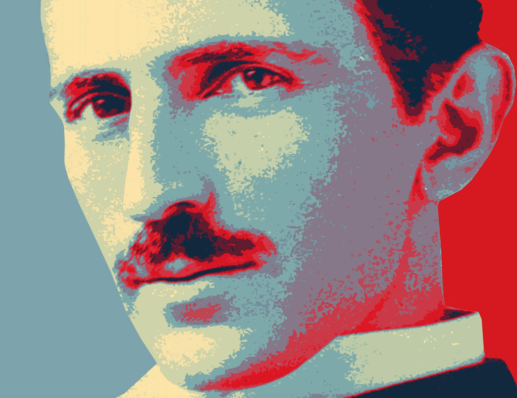 Nikola Tesla Pop Art Illustration - Science Icon Home Decor in Poster Print or Canvas Art