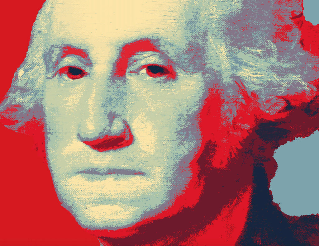 United States President George Washington Pop Art Illustration - American History Home Decor in Poster Print or Canvas Art