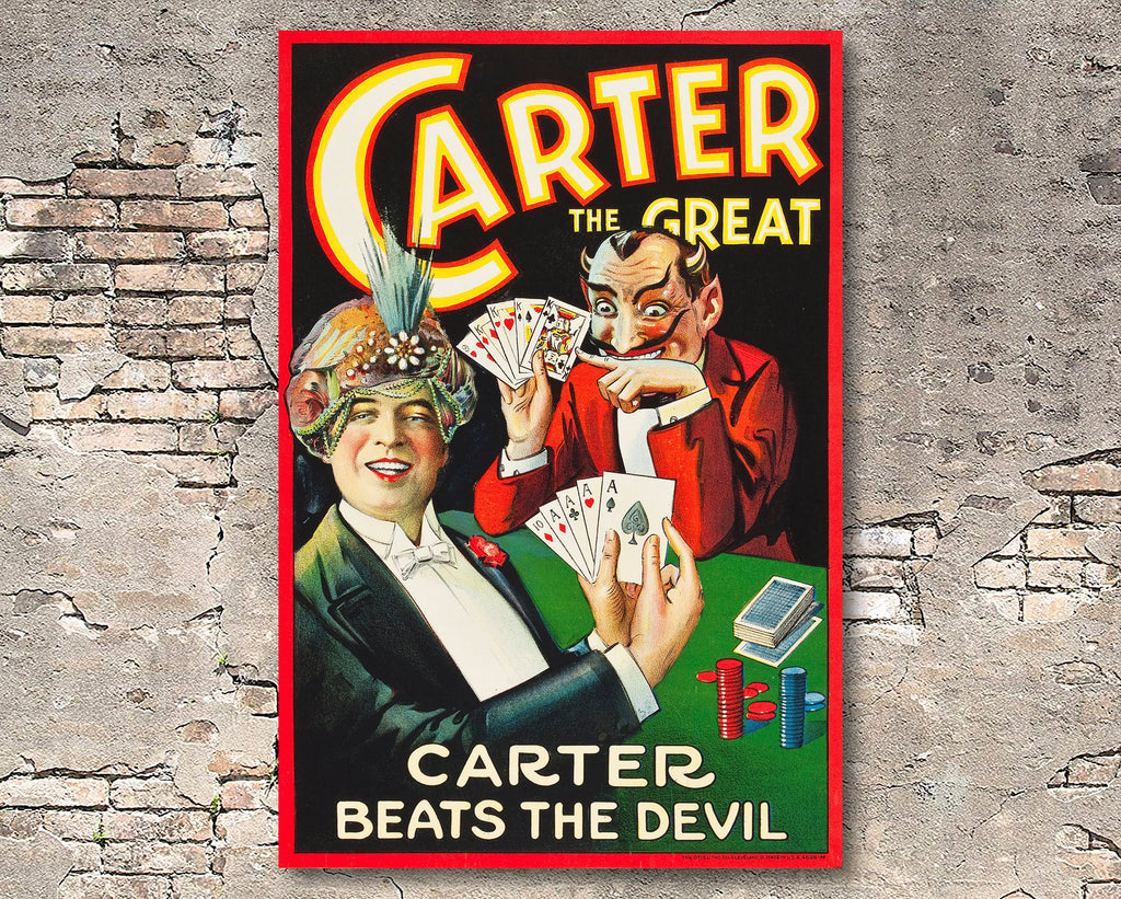 Carter The Great Vintage Poster Reprint - Classic Vaudeville Magician Home Decor in Poster Print or Canvas Art