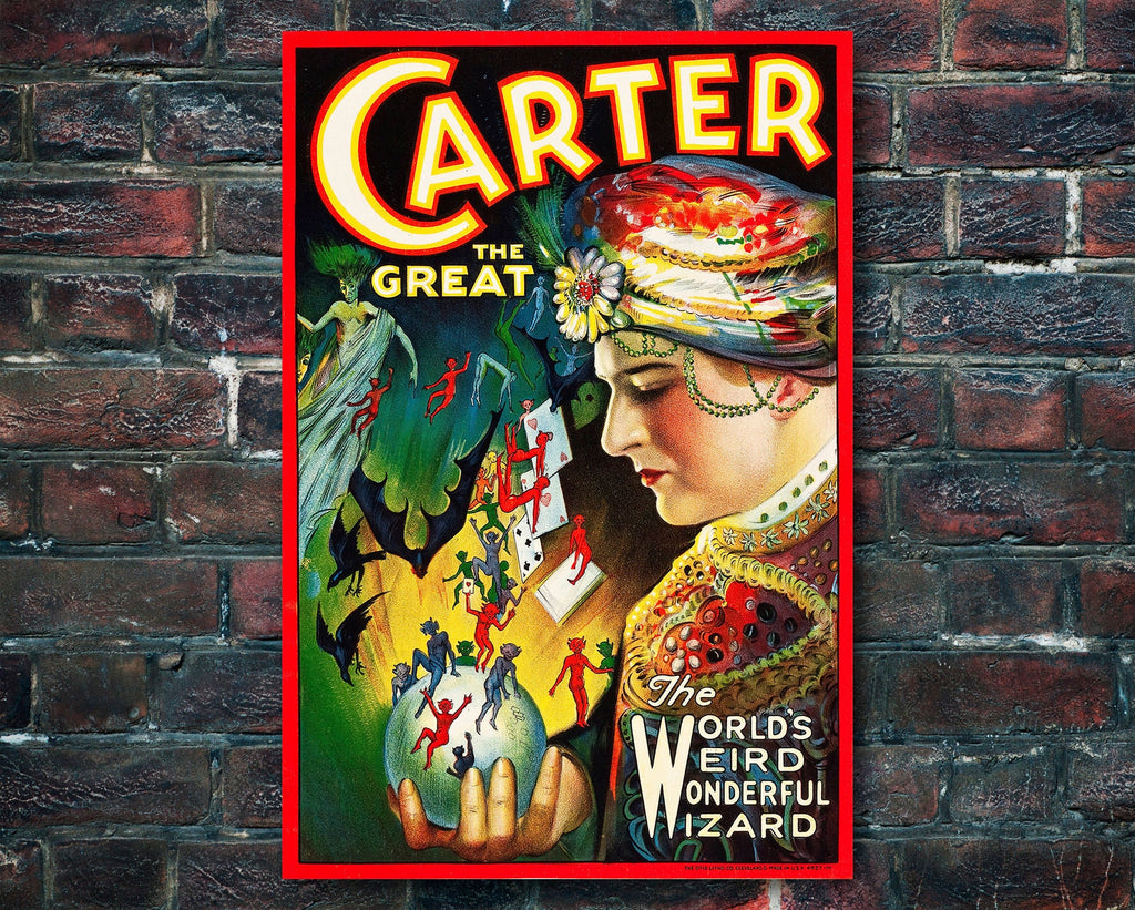 Carter The Great Vintage Poster Reprint - Classic Vaudeville Magician Home Decor in Poster Print or Canvas Art